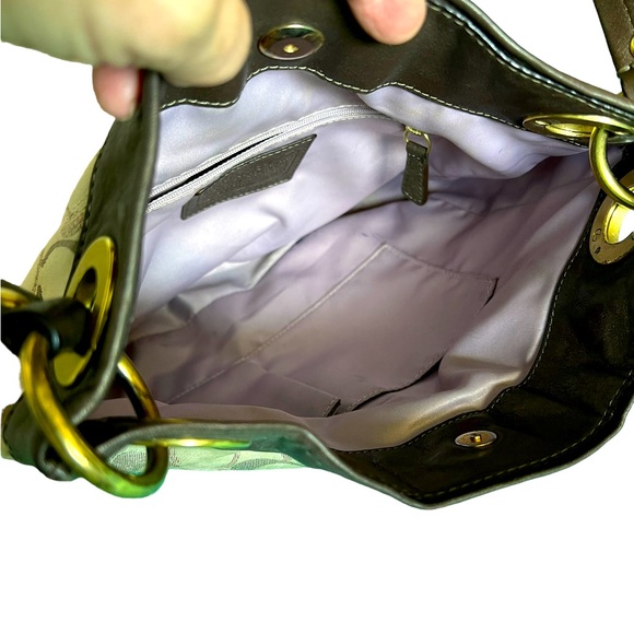 COACH Ashley Logo Signature Shoulder Bag Purse Jaquard & Leather F20265 - Picture 6 of 12